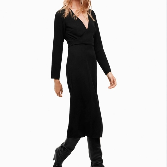 Aritzia Dresses & Skirts - Aritzia Wilfred Aubagne Wrap Midi Dress Black Size 2